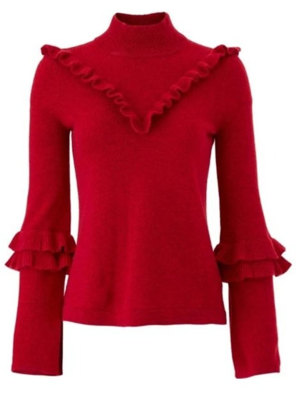 Rebecca Minkoff Red Shelley Sweater Small Yak Wool Holiday Designer Office